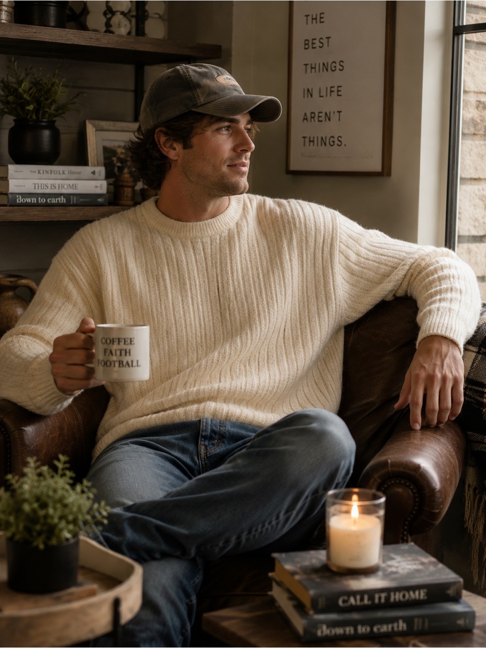Express Men's Cream Ribbed Crew Neck Sweater NWT Size Large